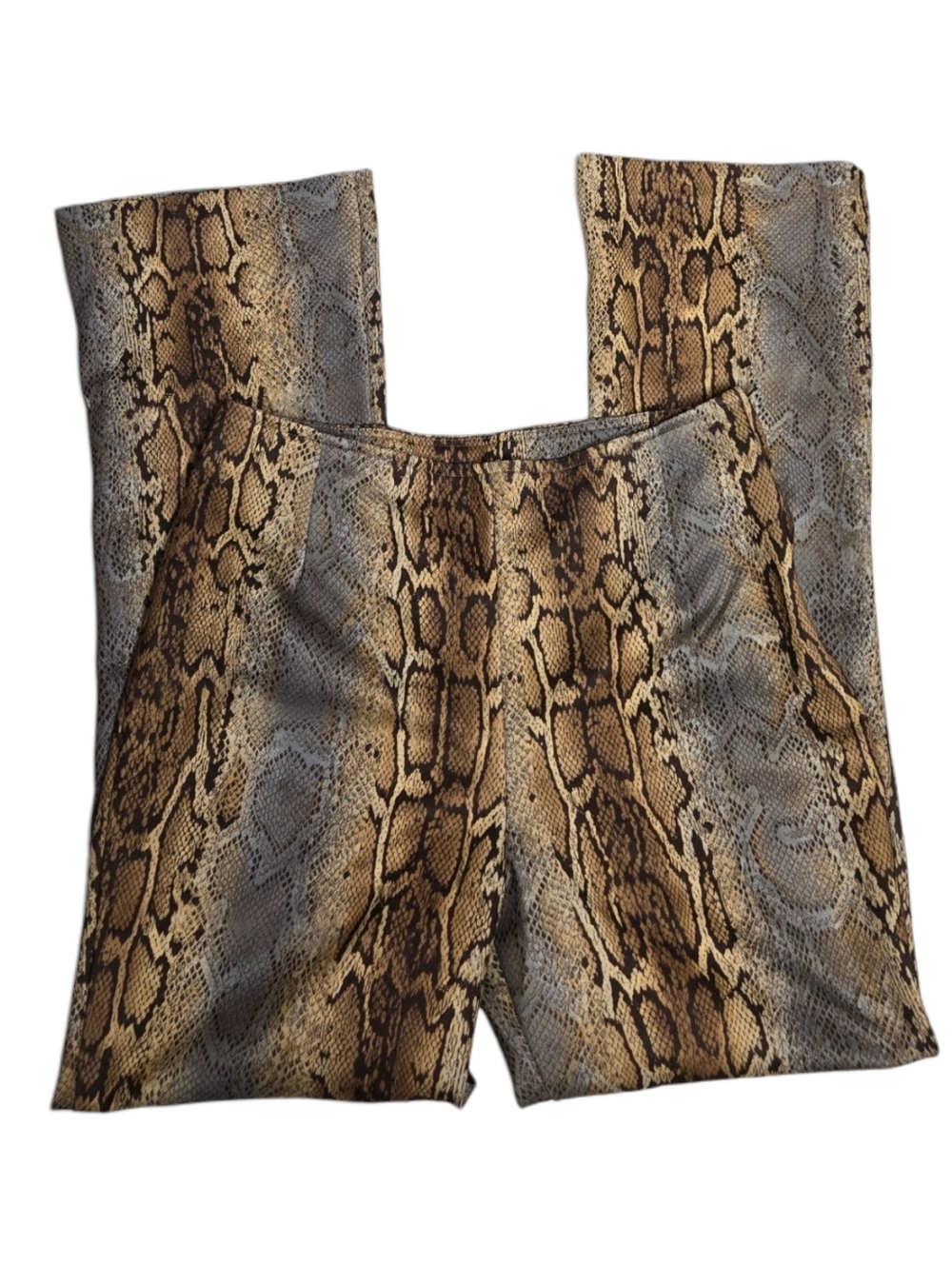 VINTAGE Y2K/90s brown snake python flare pants S